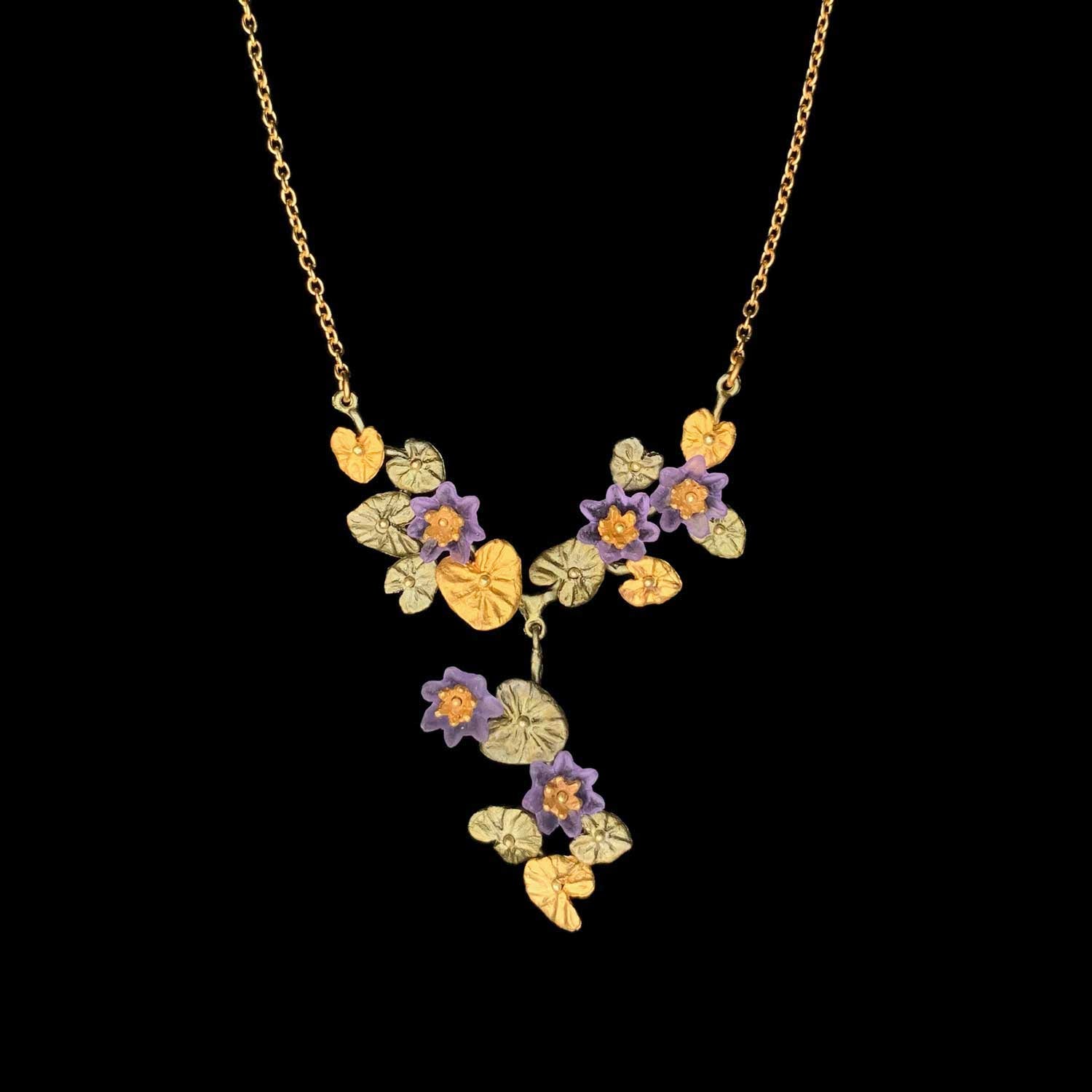Image of the Michael Michaud Giverny Water Lilies Necklace on a black background