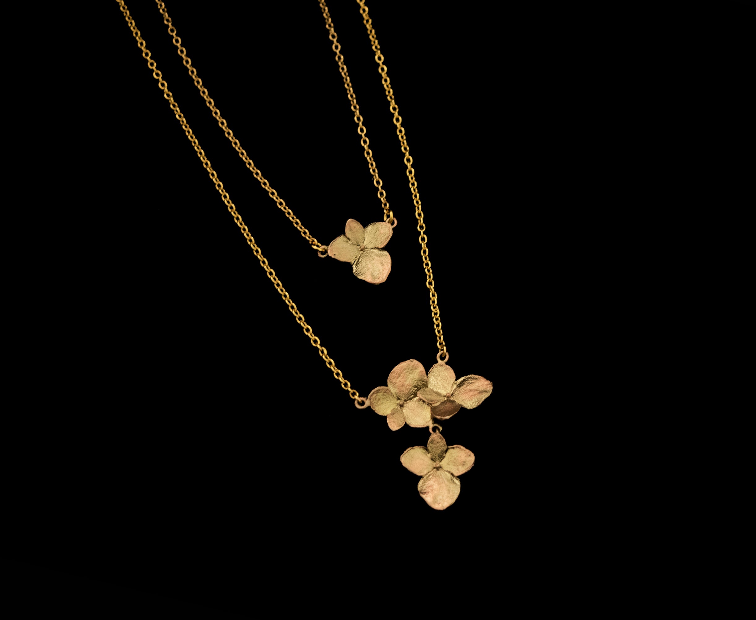 Image of the Michael Michaud Dainty Hydrangea Pendant on a black background