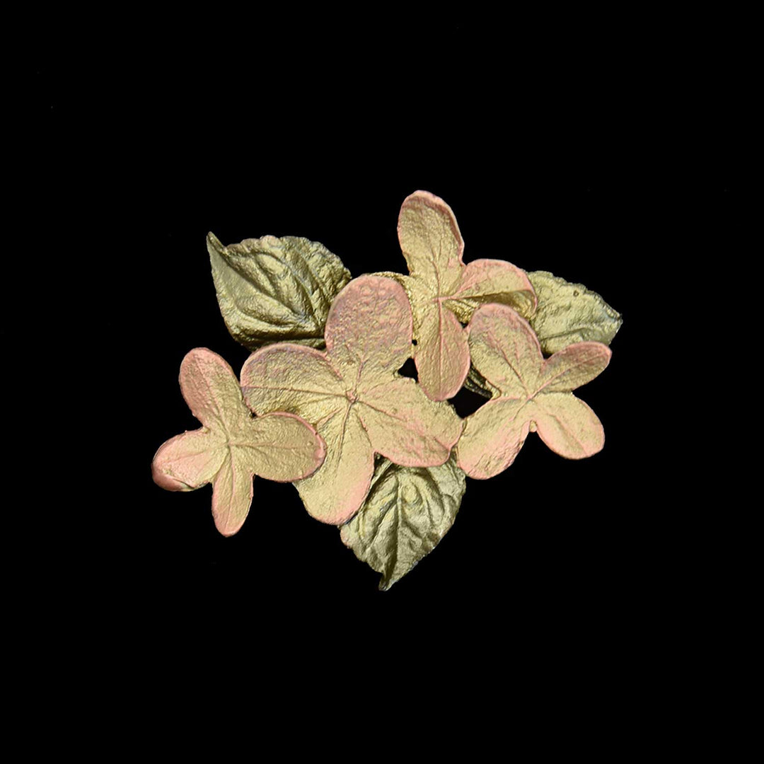 Image of the Michael Michaud Hydrangea Dainty Brooch on a black background