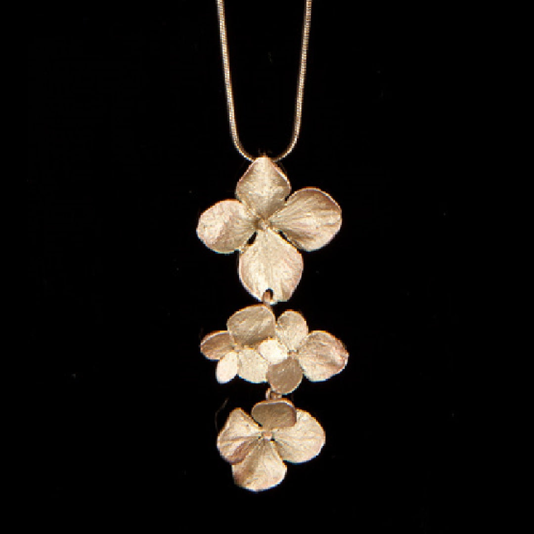 Image of the Michael Michaud Hydrangea Pendant on a black background