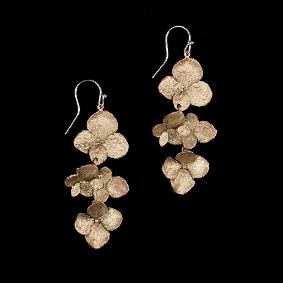 Image of the Michael Michaud Hydrangea Earrings - Shower on a black background