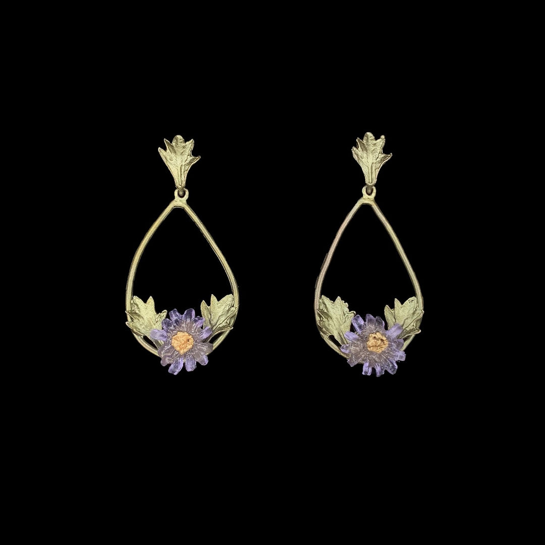 Image of the Michael Michaud Aster Earrings - Oval on a black background