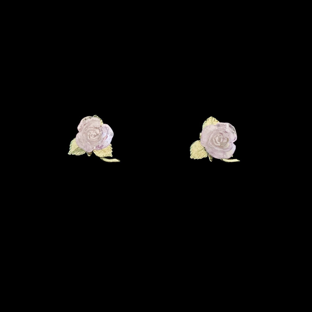 Image of the Michael Michaud Blushing Rose Earrings - Petite Post on a black background