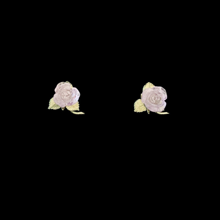 Image of the Michael Michaud Blushing Rose Earrings - Petite Post on a black background
