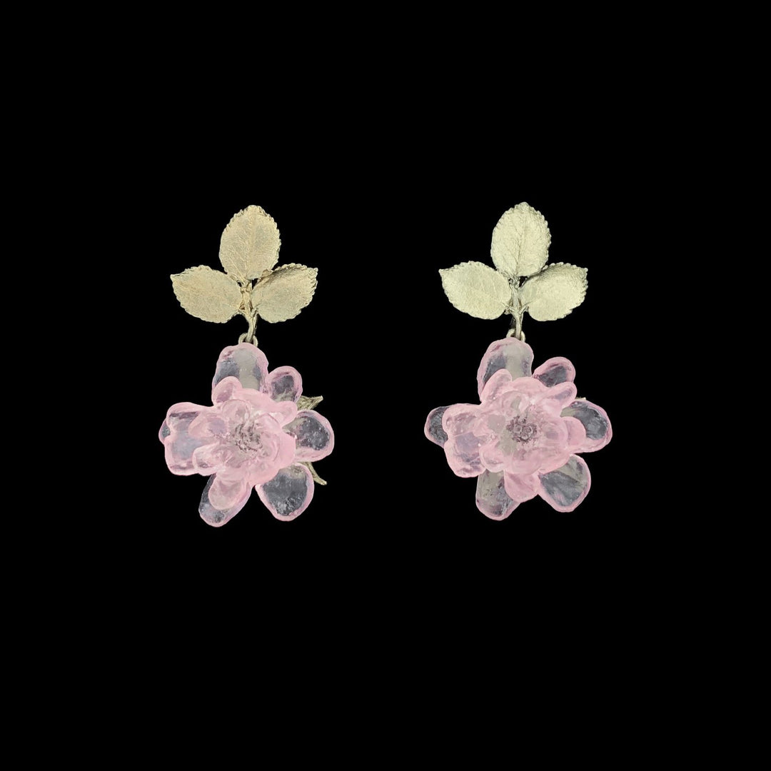 Image of the Michael Michaud Blushing Rose Earrings - Post Drop on a black background