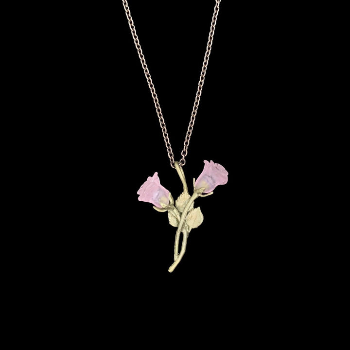 Image of the Michael Michaud Blushing Rose Pendant - Dainty on a black background