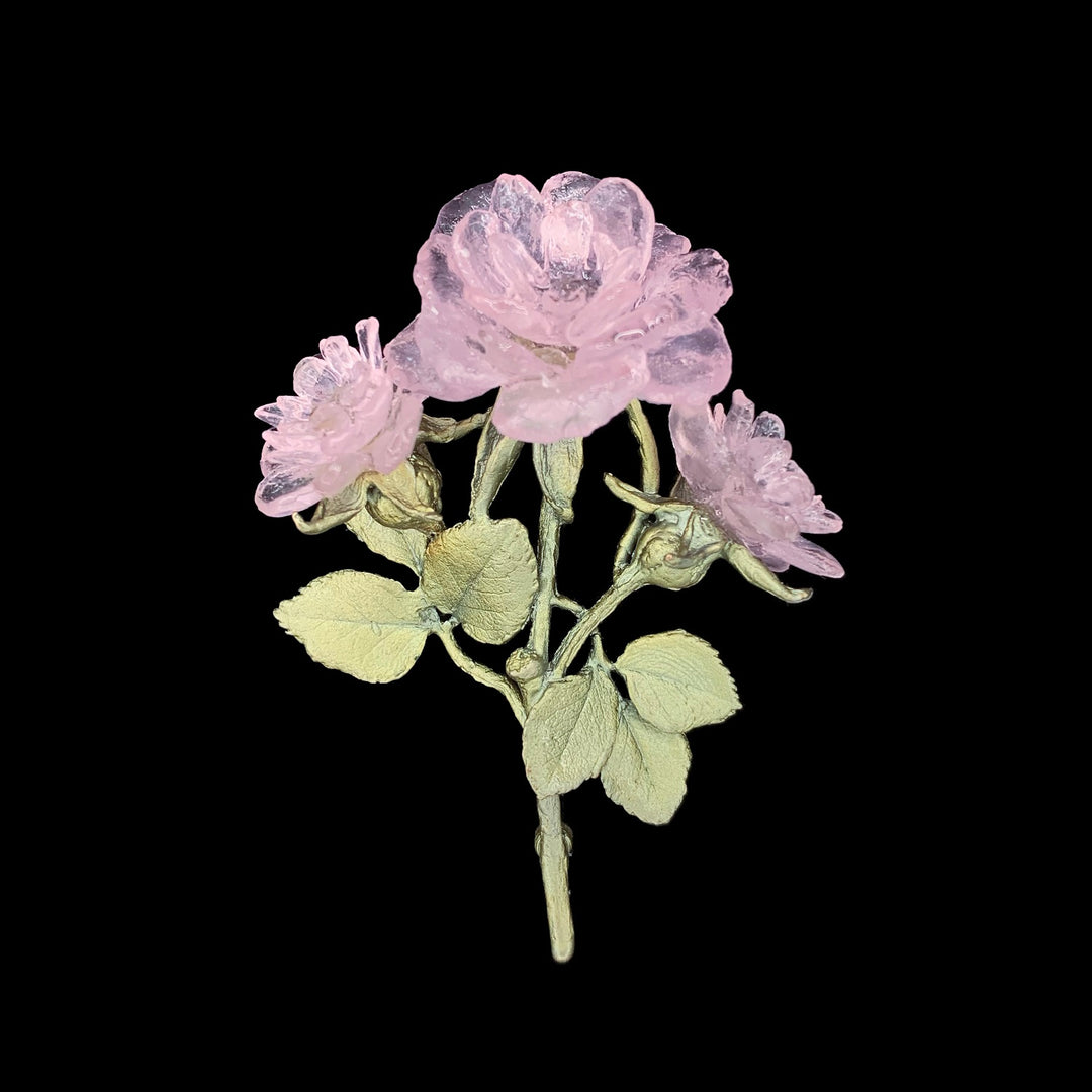 Image of the Michael Michaud Blushing Rose Brooch - Statement on a black background