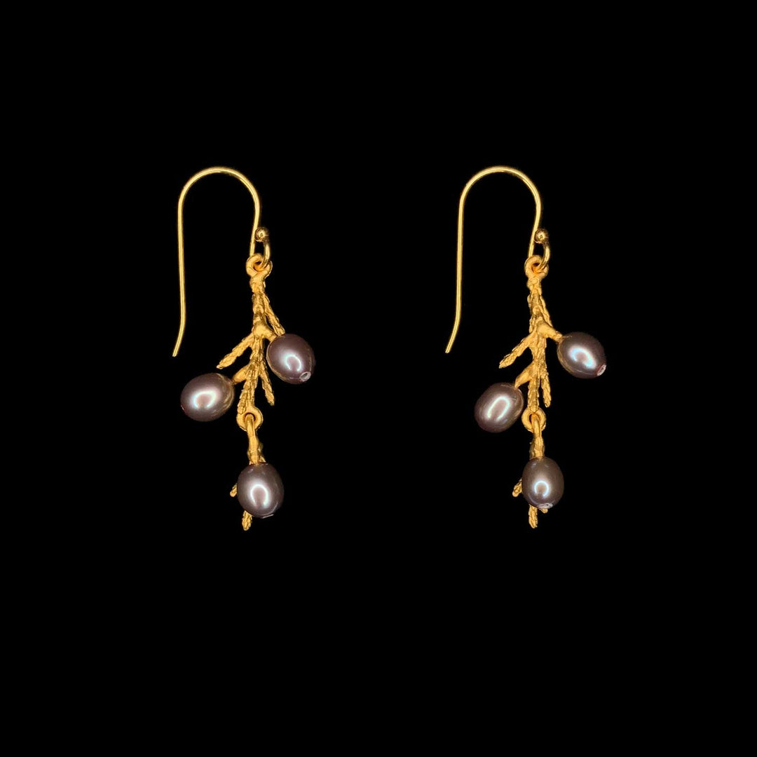Image of the Michael Michaud Juniper Earrings - Wire Drop on a black background