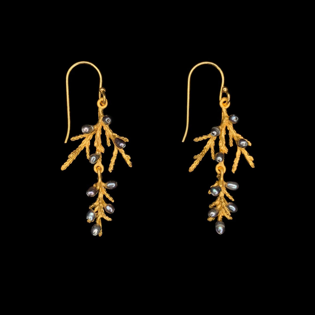 Image of the Michael Michaud Juniper Earrings - Dainty Wire Drop on a black background