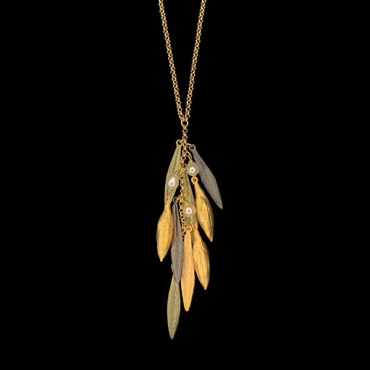 Image of the Michael Michaud Leaf and Bud Pendant - Multi on a black background