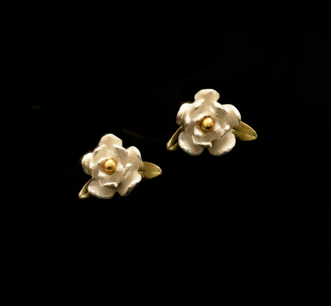 Image of the Michael Michaud Magnolia Post Earrings on a black background