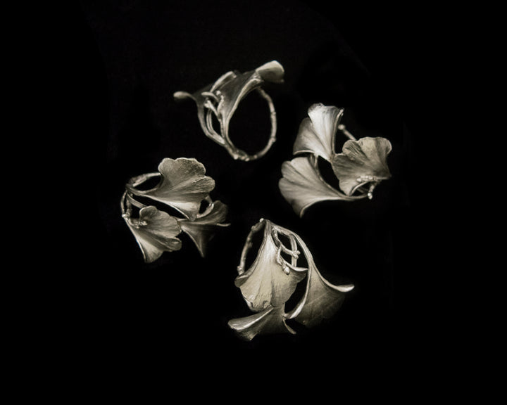 Ginkgo Napkin Rings -  Pewter