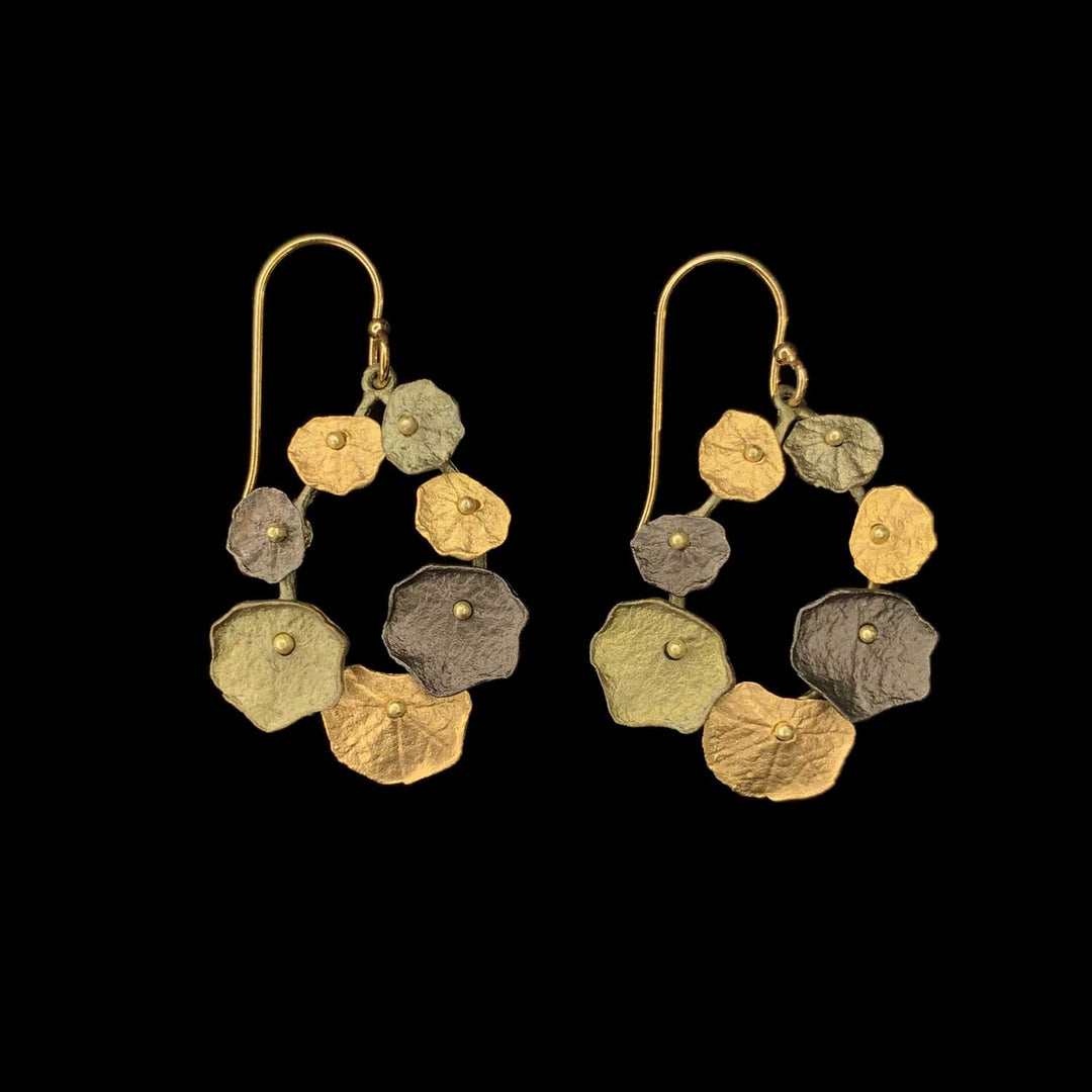 Image of the Michael Michaud Nasturtium Earrings - Hoop Wire on a black background
