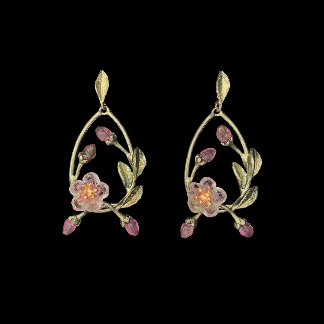 Image of the Michael Michaud Peach Blossom Earrings - Oval Drop on a black background