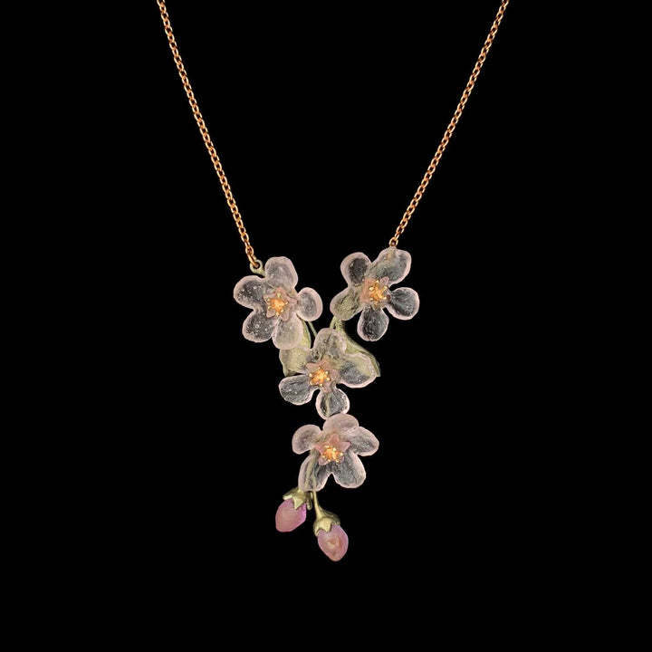 Image of the Michael Michaud Peach Blossom Necklace - Flowers on a black background