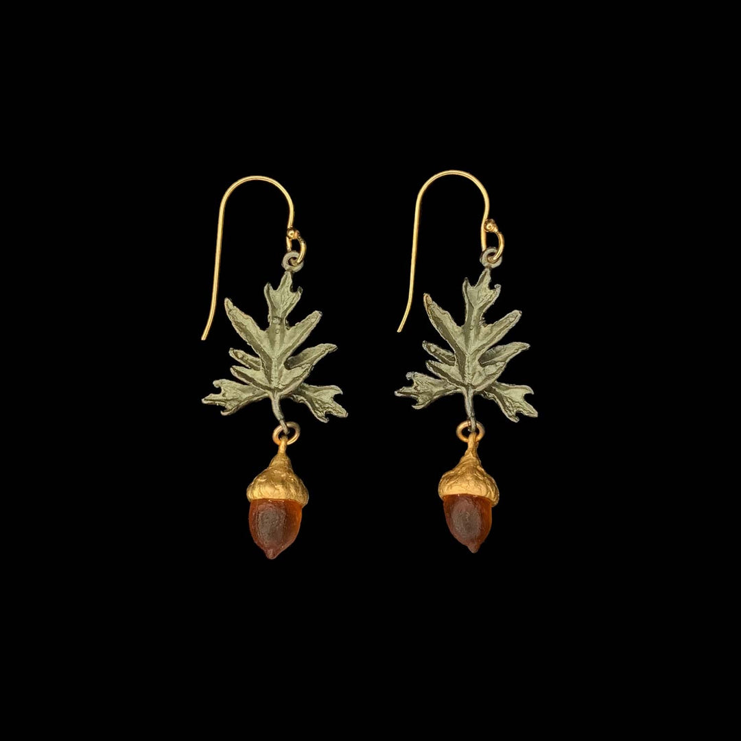 Image of the Michael Michaud Pin Oak Earrings - Wire on a black background