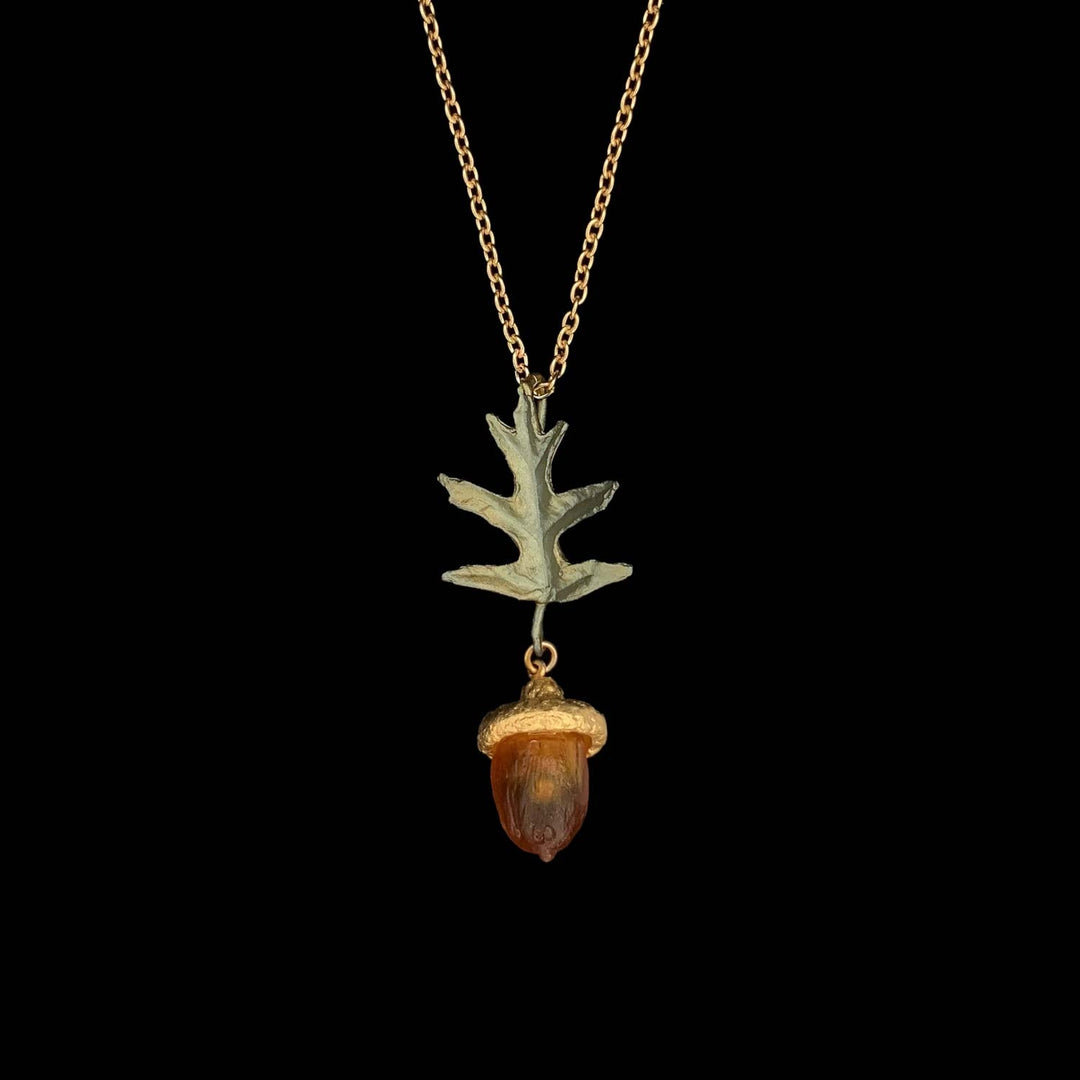 Image of the Michael Michaud Pin Oak Pendant - Dainty on a black background