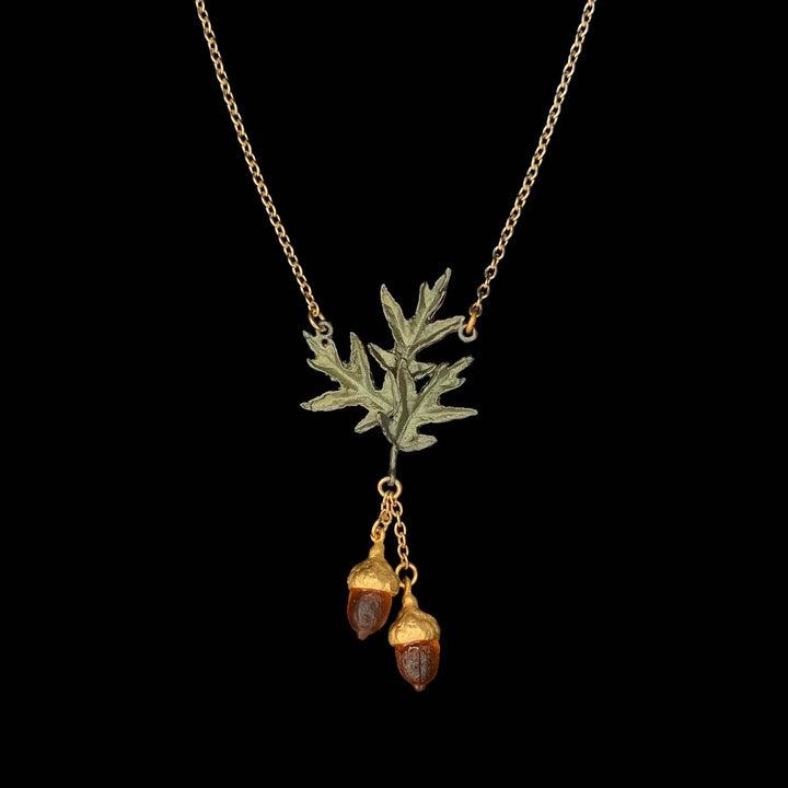 Image of the Michael Michaud Pin Oak Pendant - Double Drop on a black background