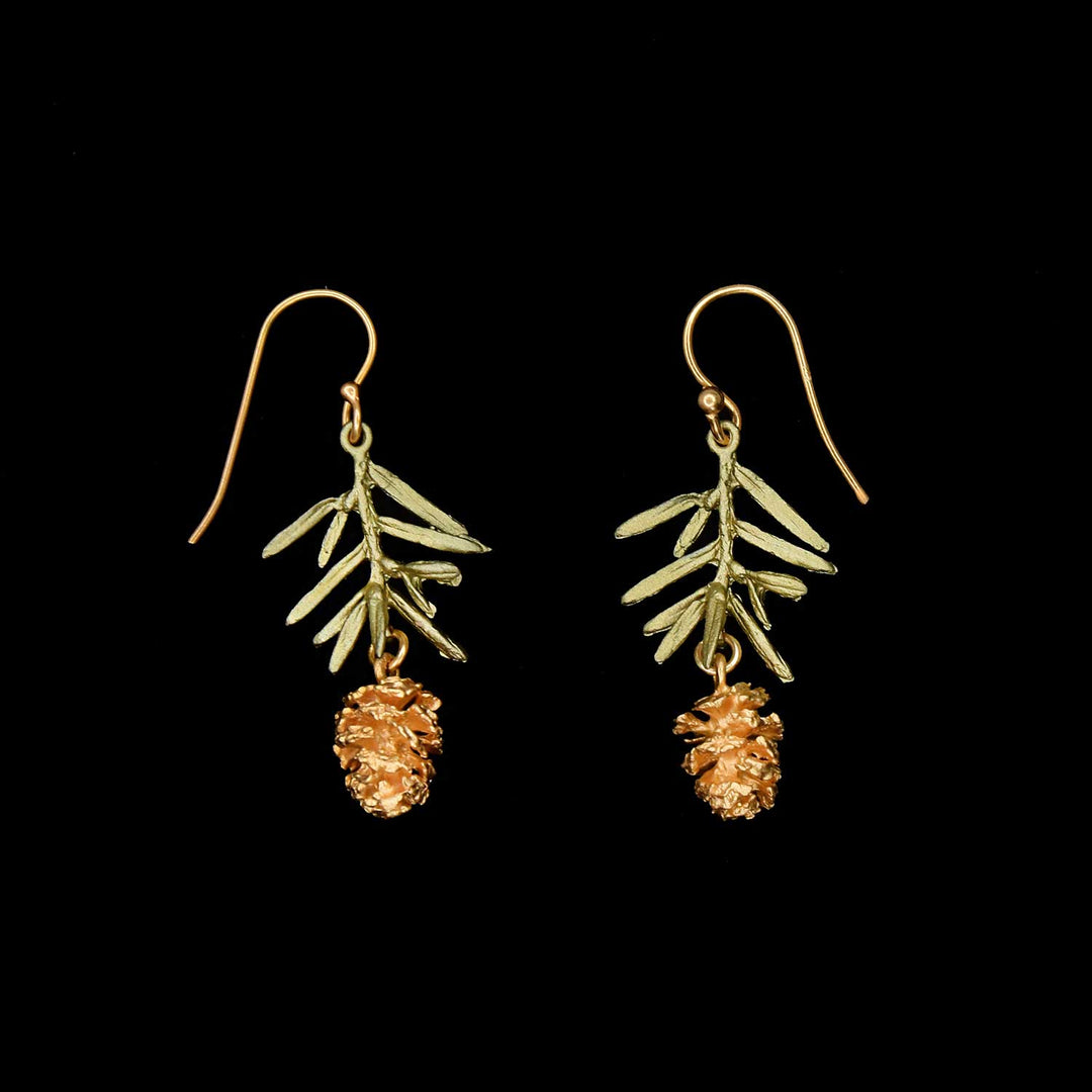 Image of the Michael Michaud Pine Needle Earrings - Wire Drop on a black background
