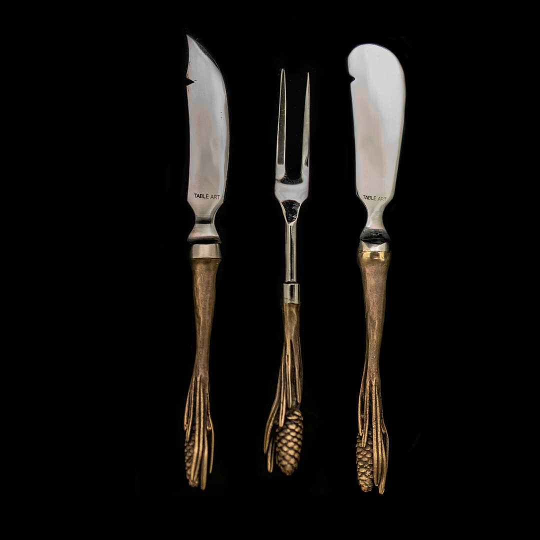 Image of the Michael Michaud Pine 3 Piece Hostess Set on a black background