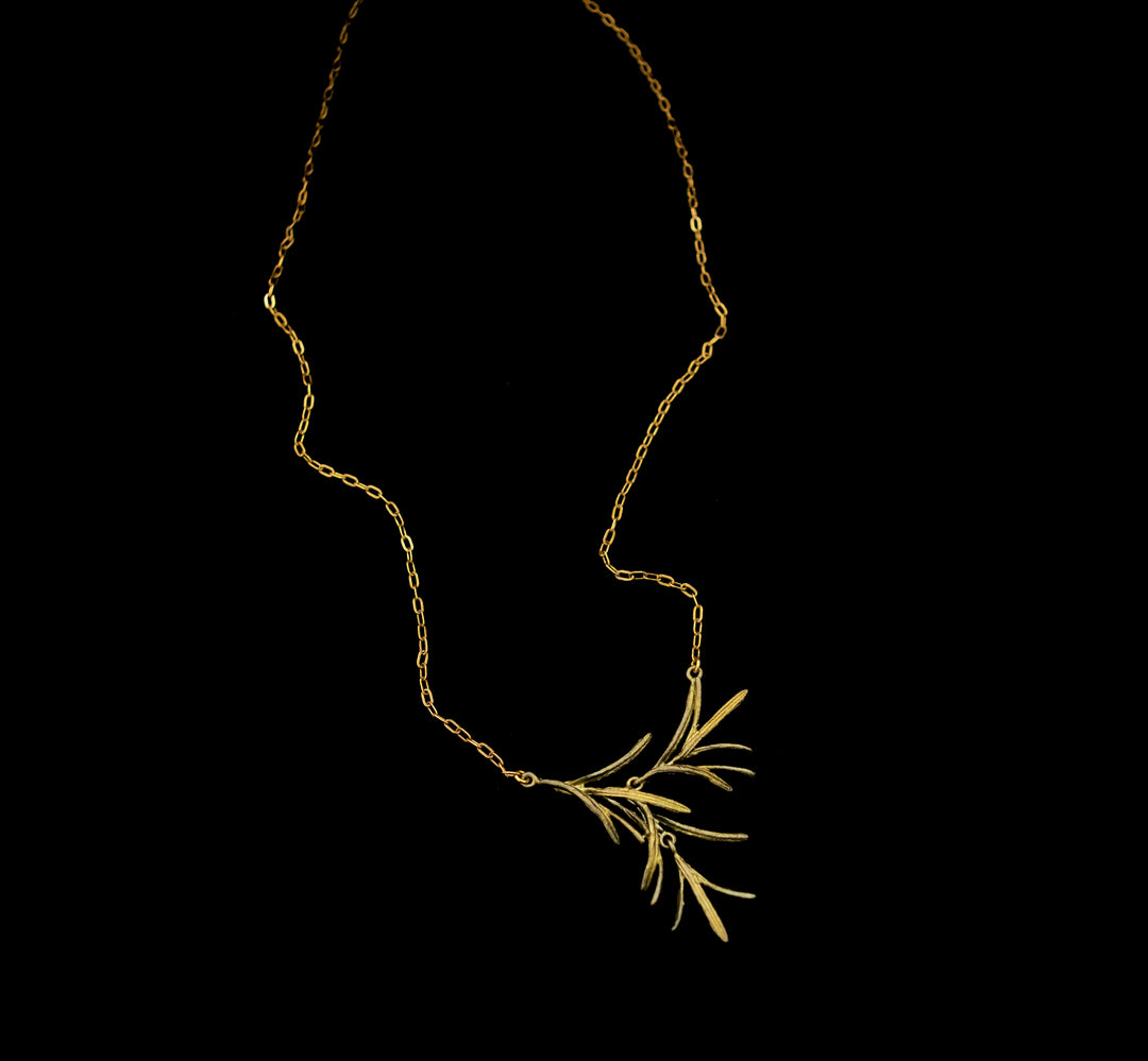 Image of the Michael Michaud Dainty Rosemary Pendant - Petite Herb on a black background
