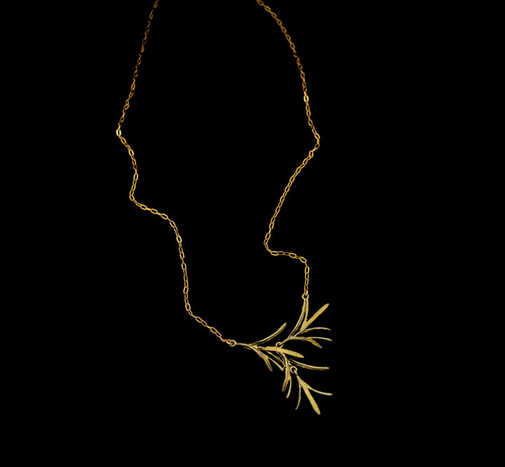 Image of the Michael Michaud Dainty Rosemary Pendant - Petite Herb on a black background