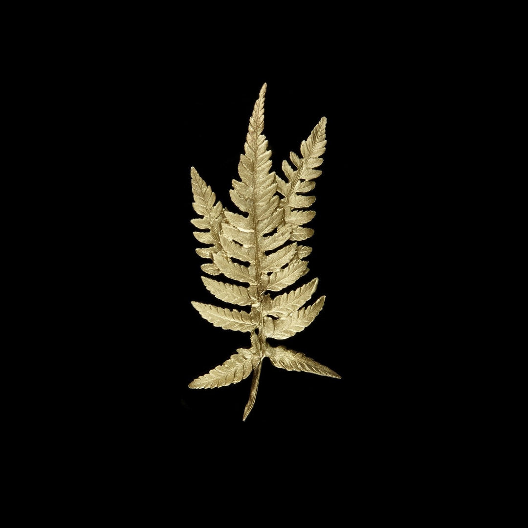 Image of the Michael Michaud Fern Brooch on a black background