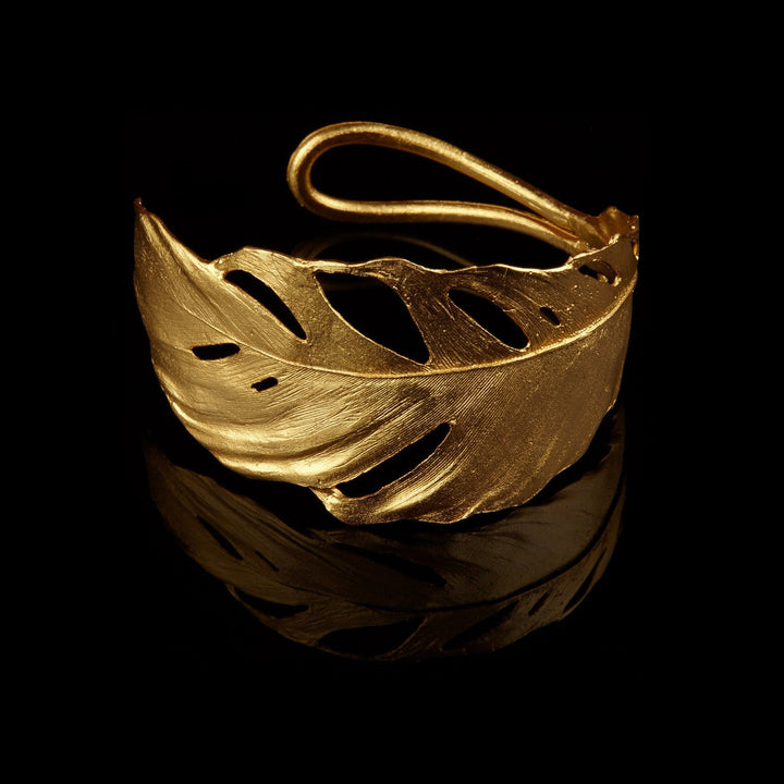 Image of the Michael Michaud Feather Cuff Gold on a black background