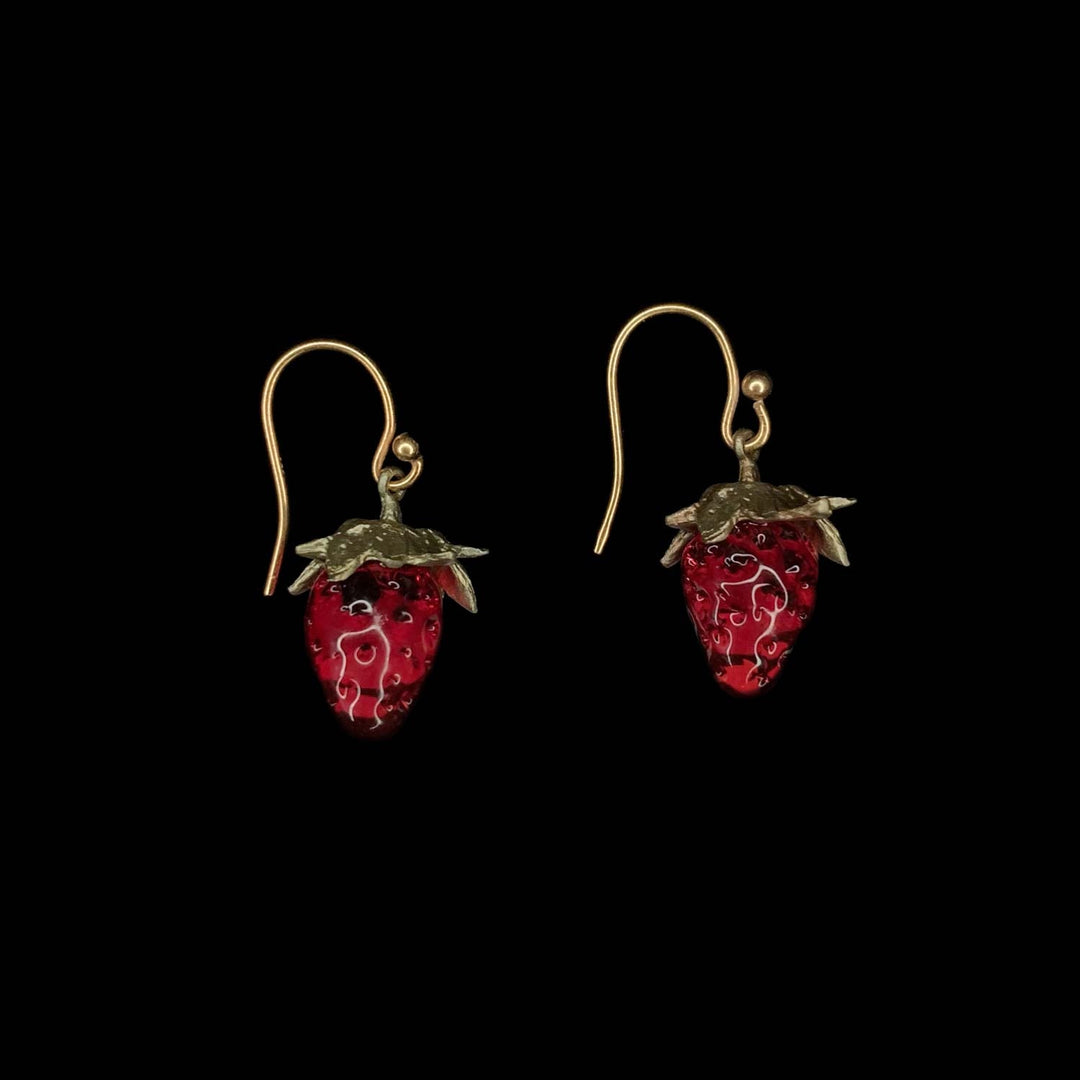 Image of the Michael Michaud Strawberry Earrings - Dainty Wire on a black background
