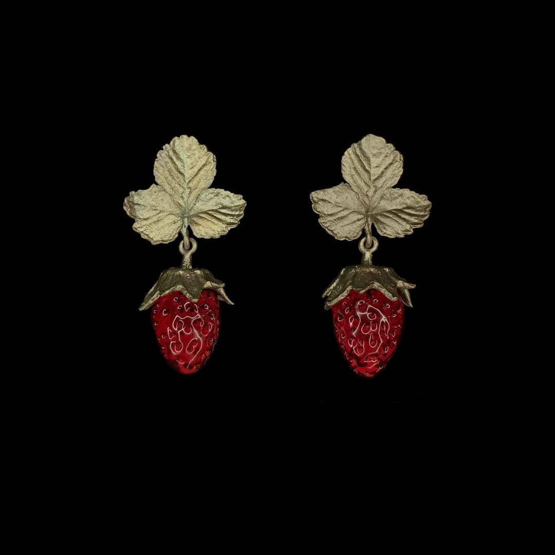 Image of the Michael Michaud Strawberry Earrings - Post on a black background