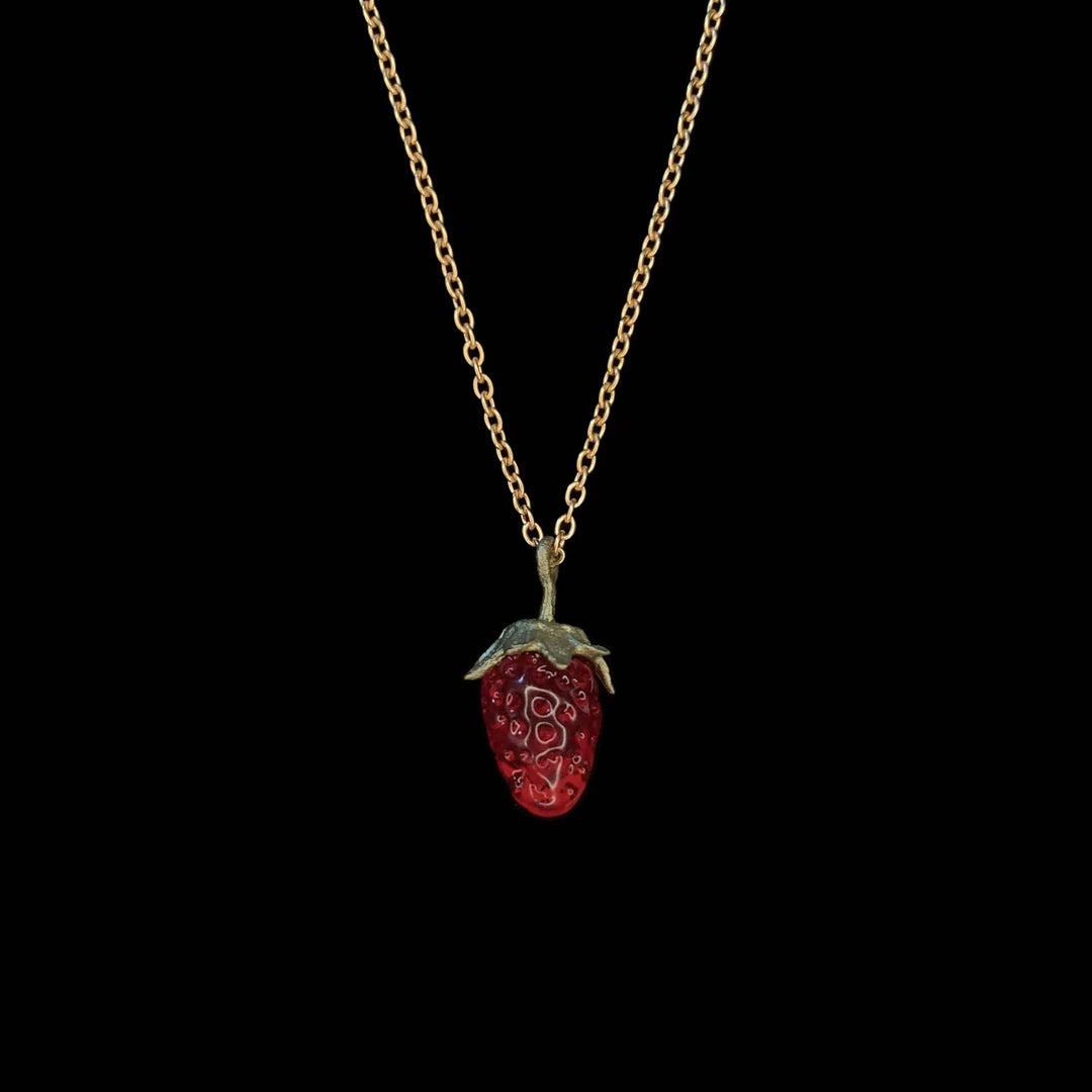 Image of the Michael Michaud Strawberry Pendant - Dainty Berry on a black background