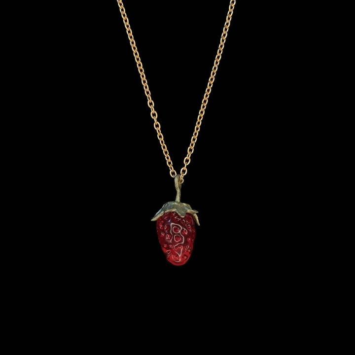 Image of the Michael Michaud Strawberry Pendant - Dainty Berry on a black background