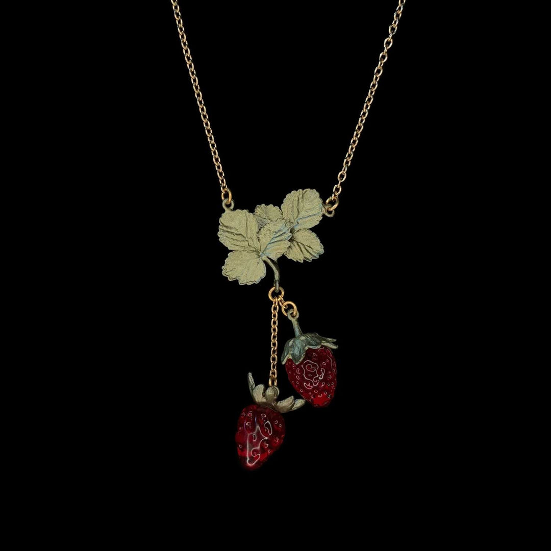 Image of the Michael Michaud Strawberry Pendant - Double Drop on a black background