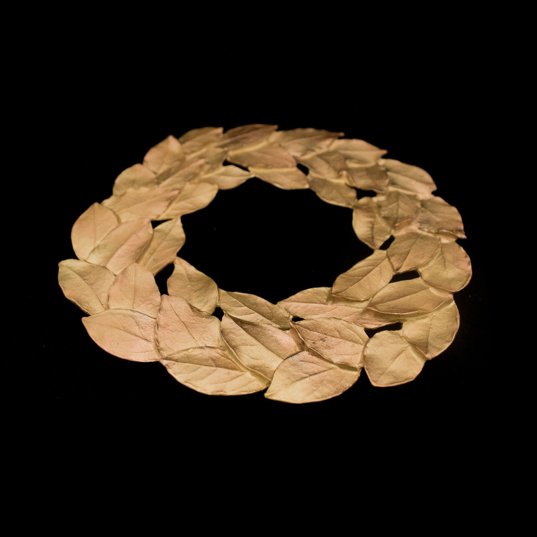Image of the Michael Michaud Bay Leaf Trivet - Bronze on a black background