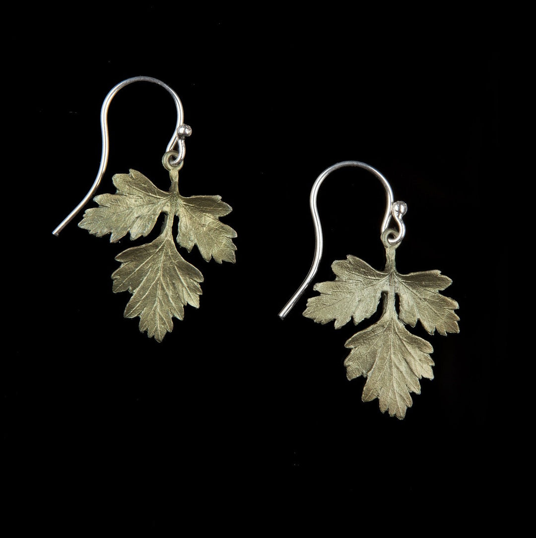 Image of the Michael Michaud Petite Herb - Parsley Wire Earrings on a black background