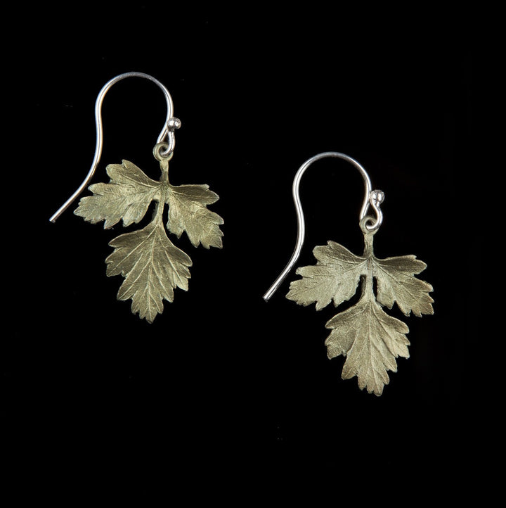 Image of the Michael Michaud Petite Herb - Parsley Wire Earrings on a black background