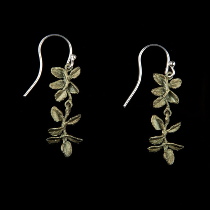 Image of the Michael Michaud Petite Herb - Thyme Wire Earrings on a black background