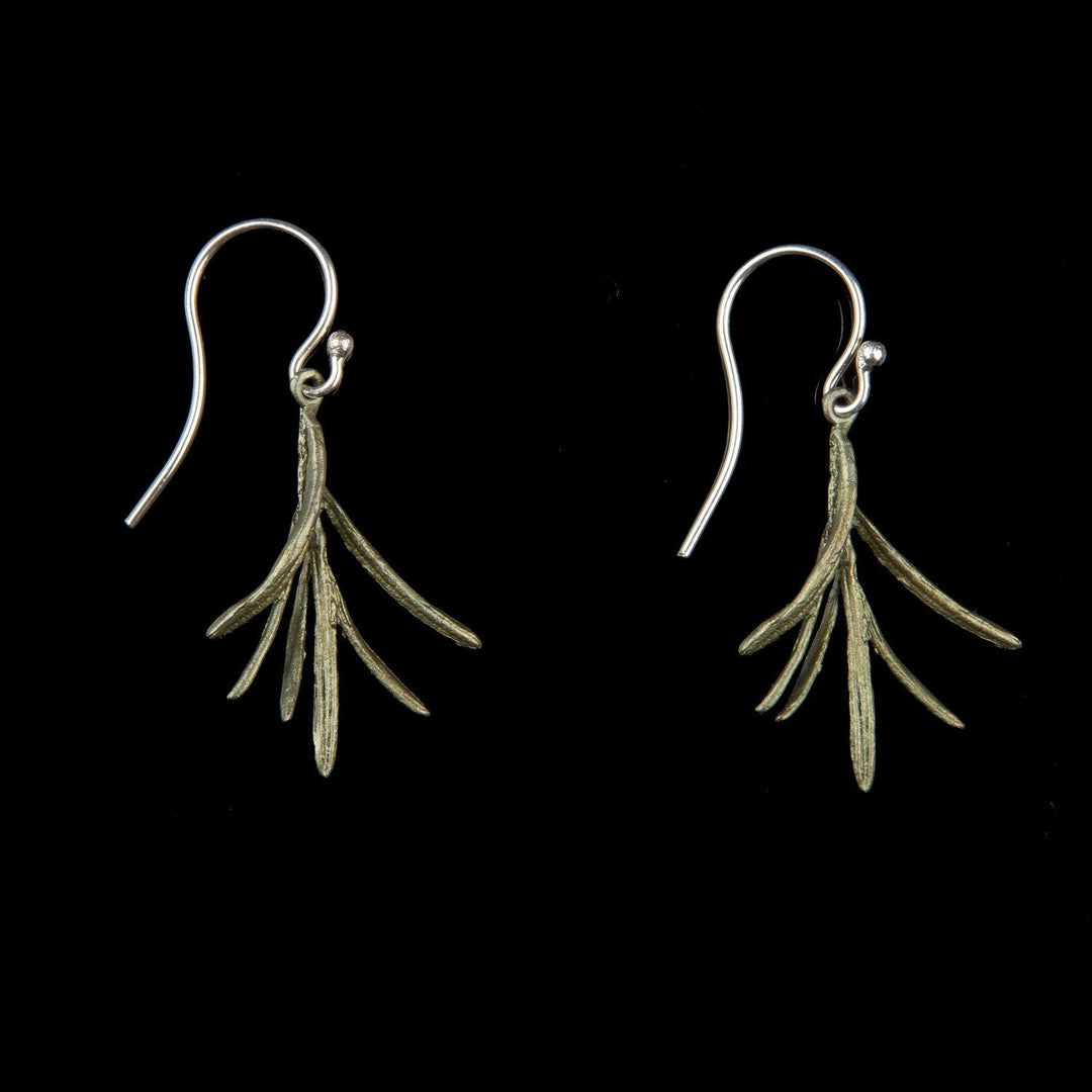 Image of the Michael Michaud Petite Herb - Rosemary Wire Earrings on a black background