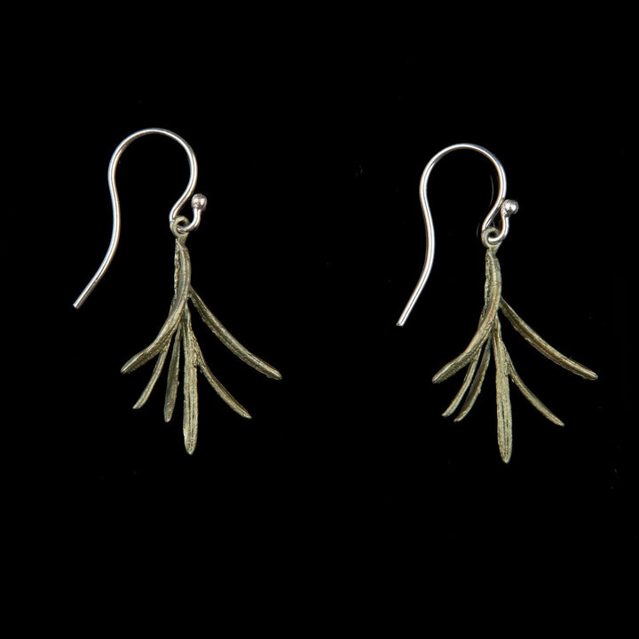 Image of the Michael Michaud Petite Herb - Rosemary Wire Earrings on a black background