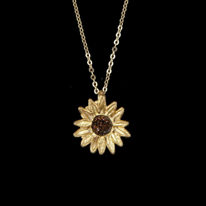 Image of the Michael Michaud Sunflower Petite Pendant on a black background