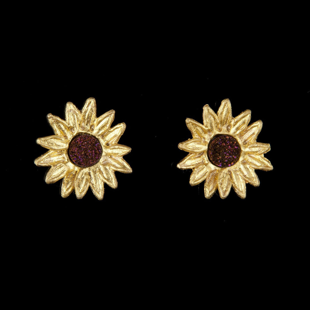 Image of the Michael Michaud Sunflower Earrings - Petite Post on a black background
