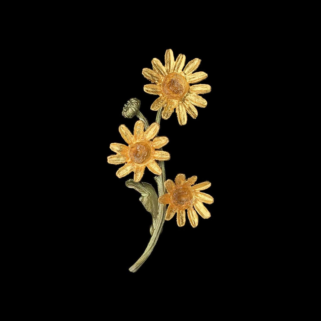 Image of the Michael Michaud Golden Butter Daisy Brooch on a black background
