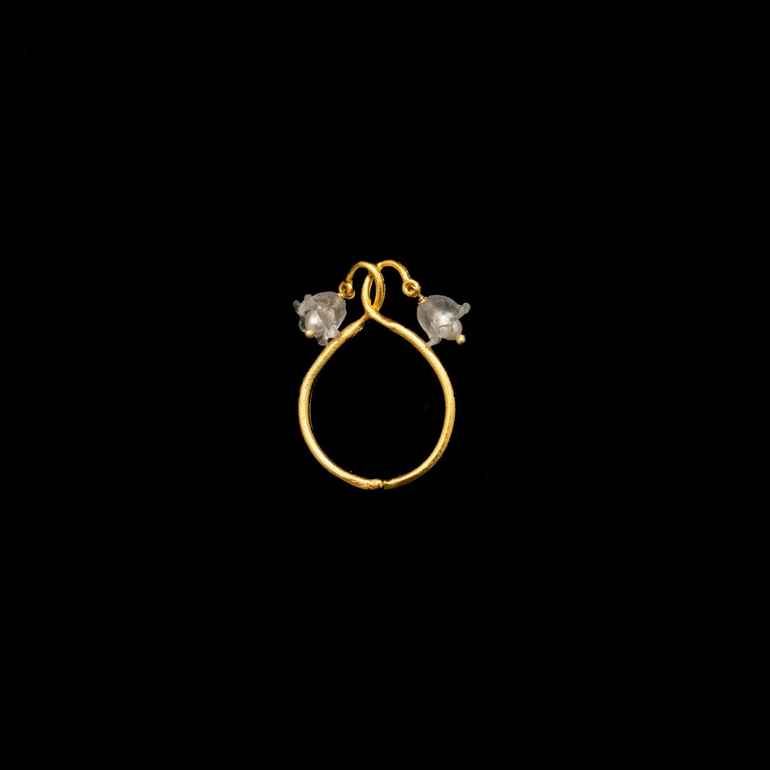 Image of the Michael Michaud Lily of the Valley Ring - Double Flower on a black background