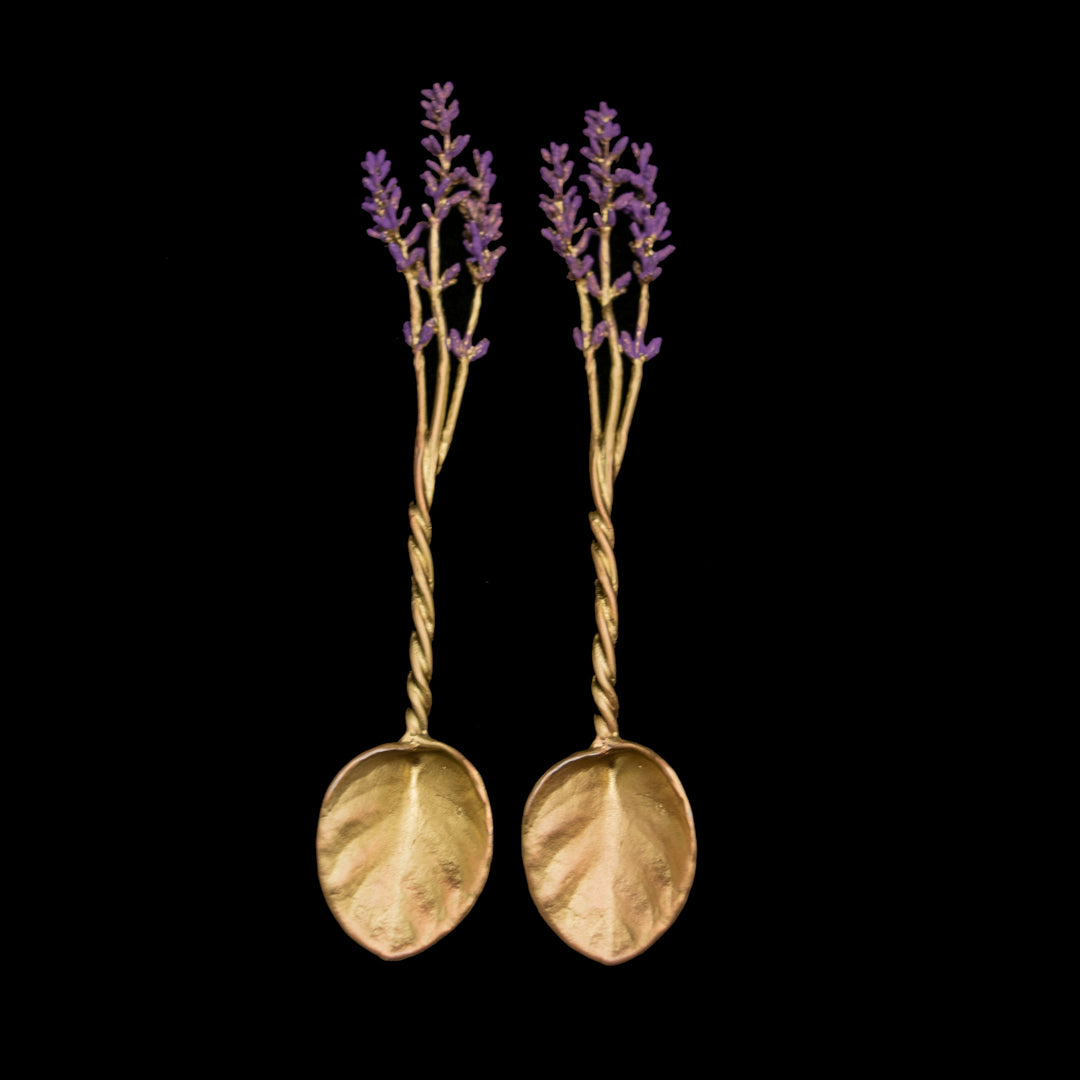 Image of the Michael Michaud Lavender Spoons - Set of Two on a black background