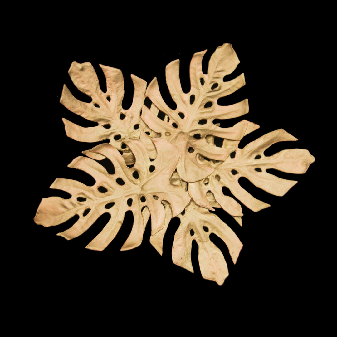 Image of the Michael Michaud Monstera Trivet on a black background